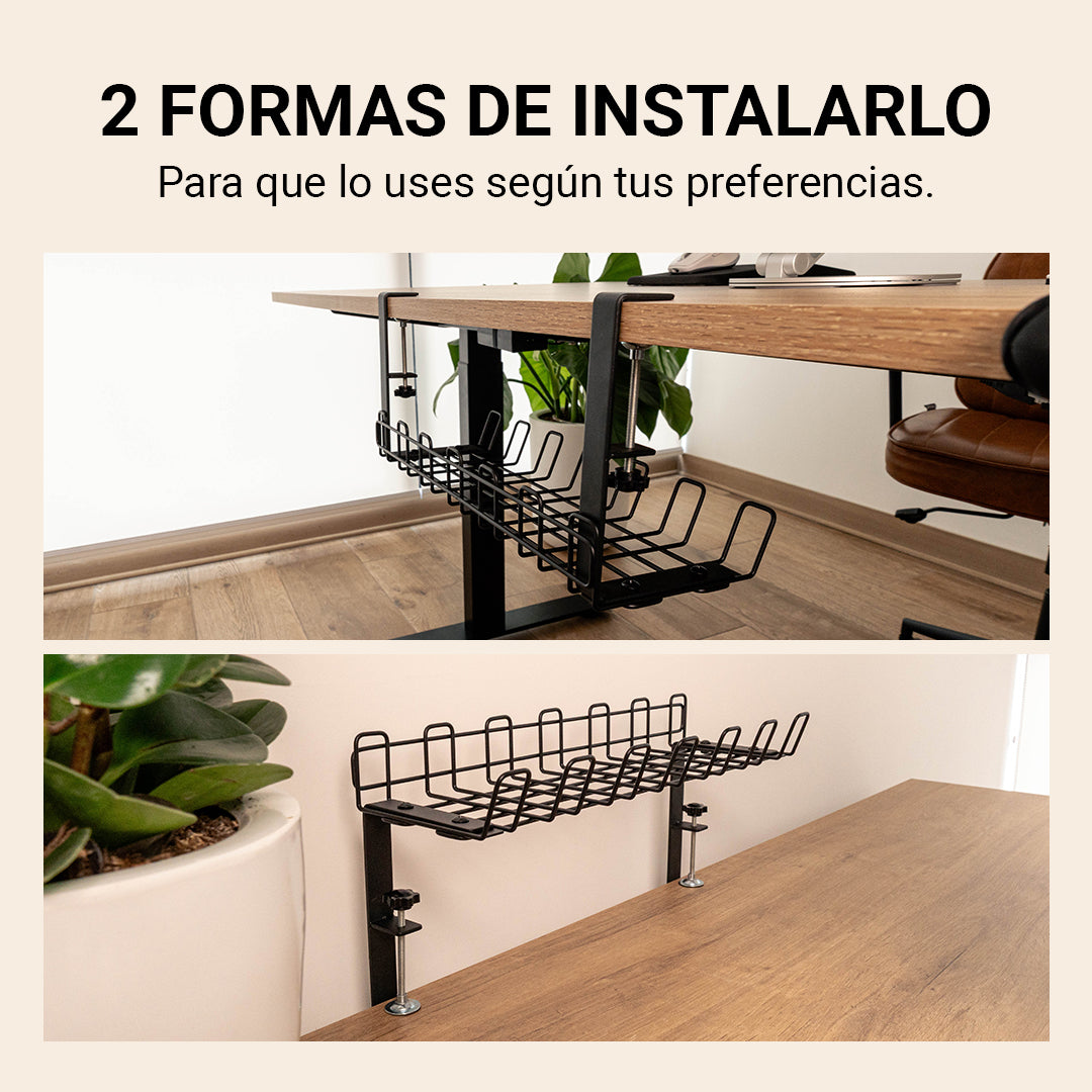 Bandeja de Organización de Cables Bajo Escritorio con Sujeción Clamp-on