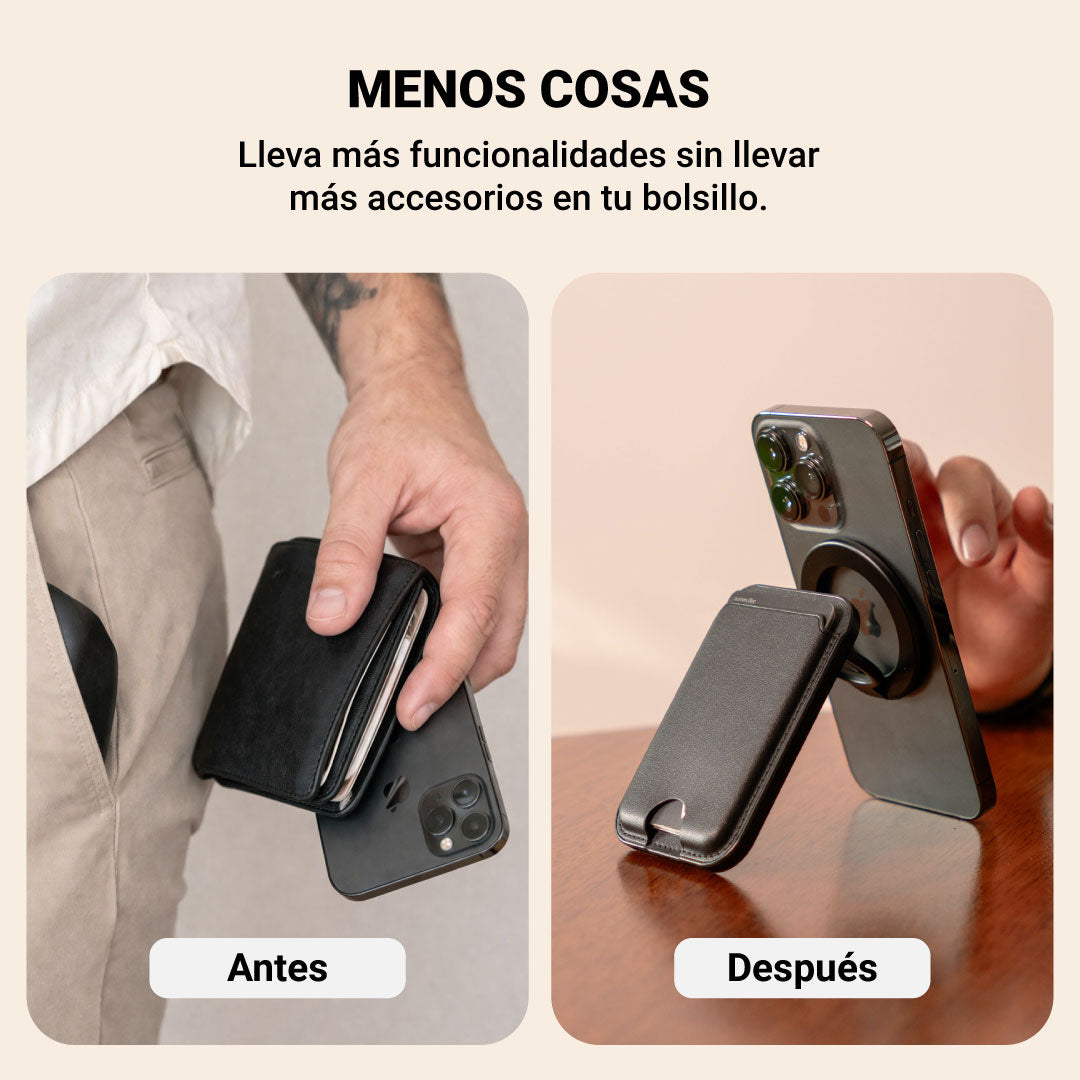 Billetera Magnética MagSafe 3 en 1 — Billetera + Soporte + Grip