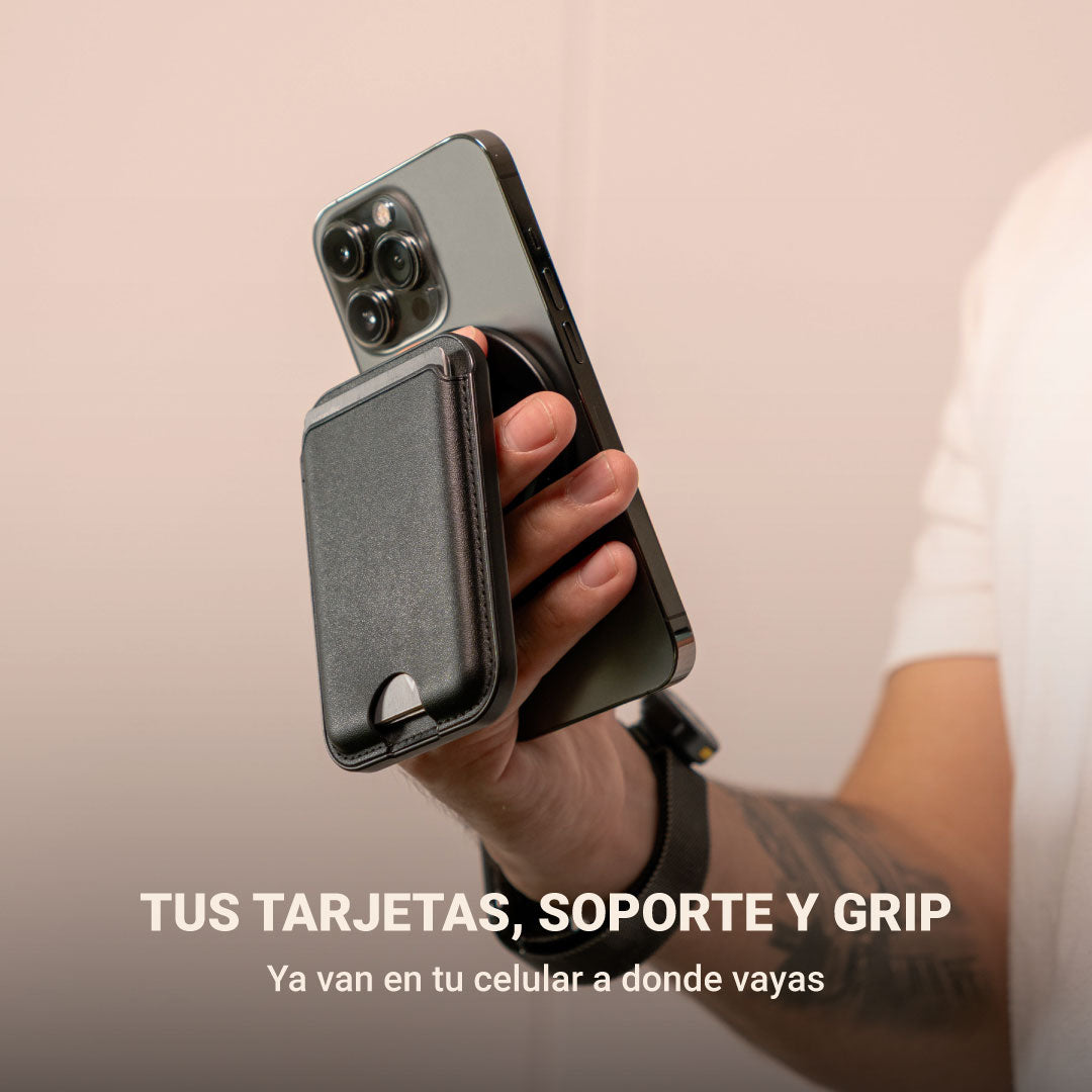 Billetera Magnética MagSafe 3 en 1 — Billetera + Soporte + Grip
