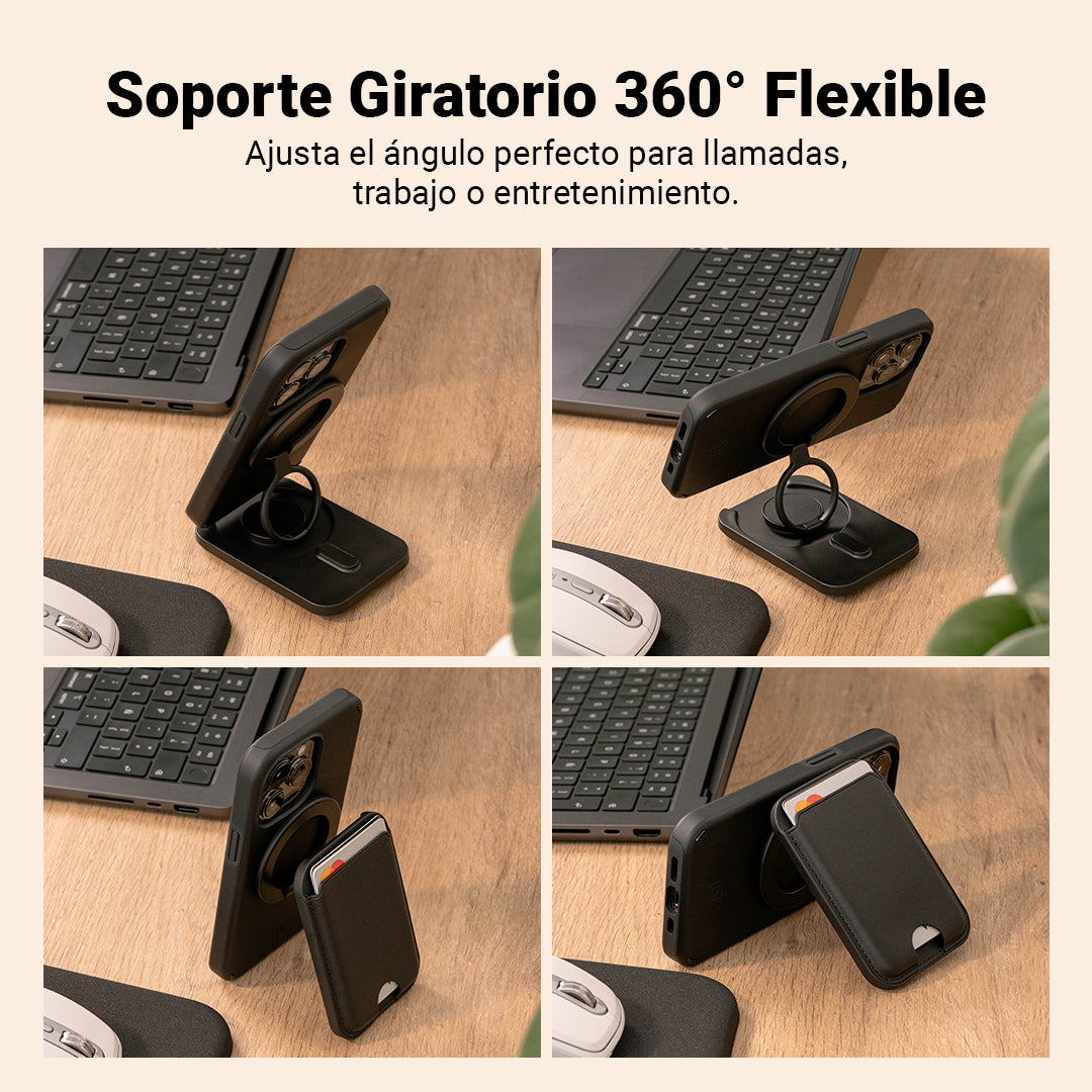 Billetera Magnética 2 en 1 con Soporte Giratorio