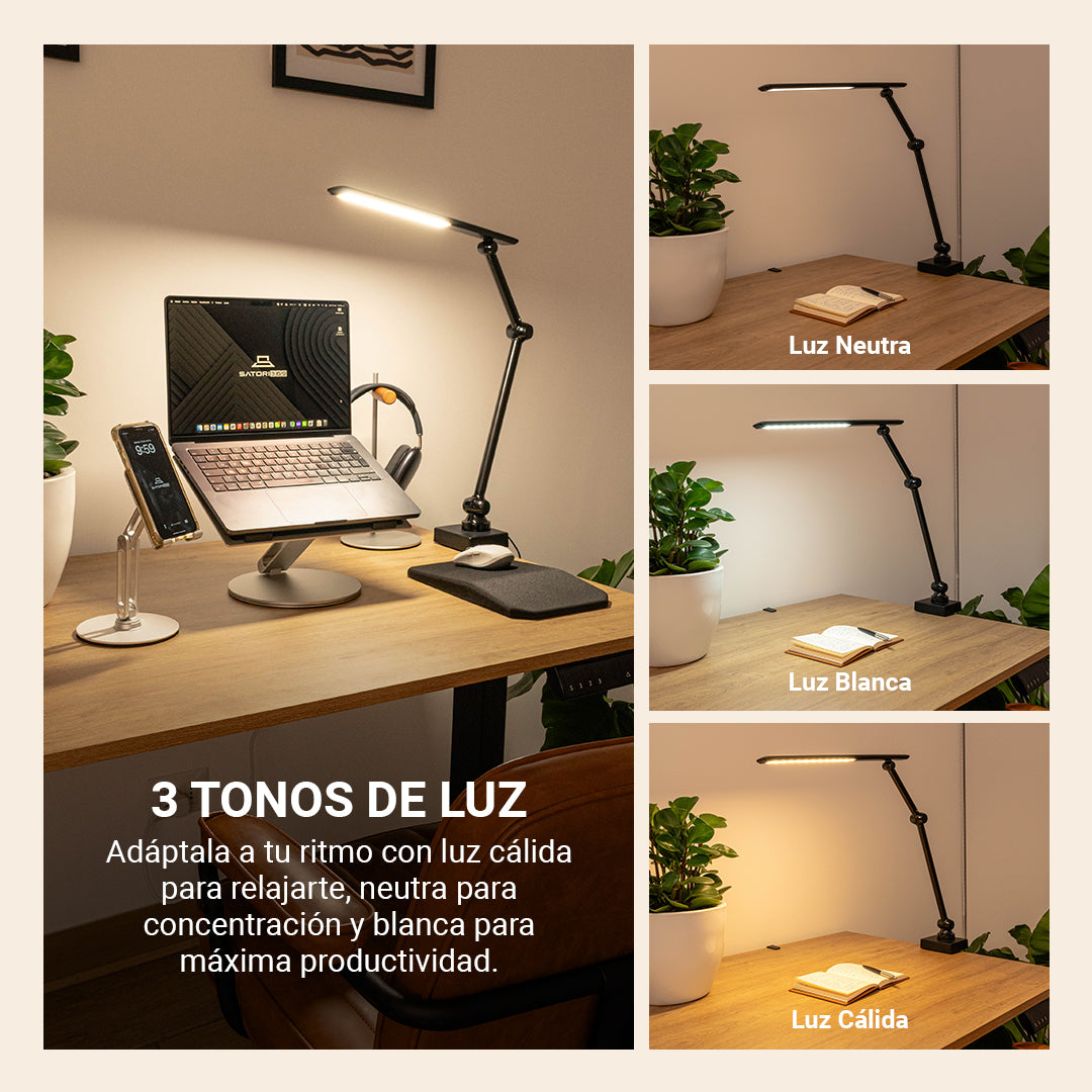 Lámpara LED de Escritorio con Brazo Plegable y Control Táctil