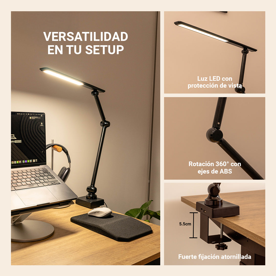 Lámpara LED de Escritorio con Brazo Plegable y Control Táctil