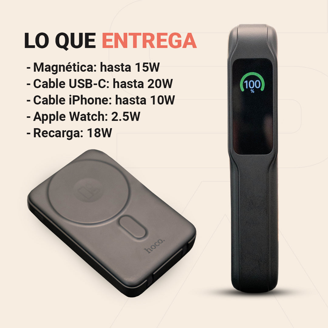 Power Bank Magnético 4-en-1 con Pantalla · 10.000mAh