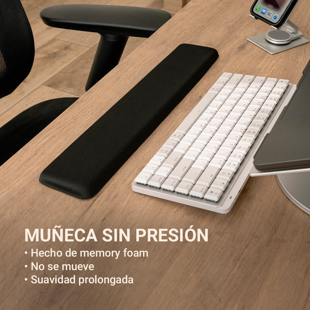 Reposamuñecas de Memory Foam para Teclado — Soporte Ergonómico de Escritorio
