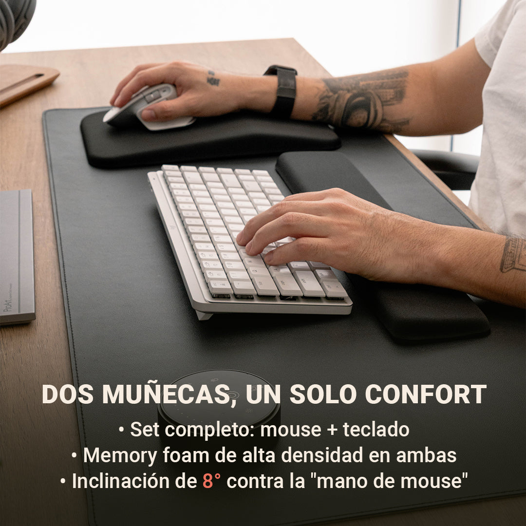 Set Ergonómico de Memory Foam para Mouse y Teclado — Reposamuñecas Doble