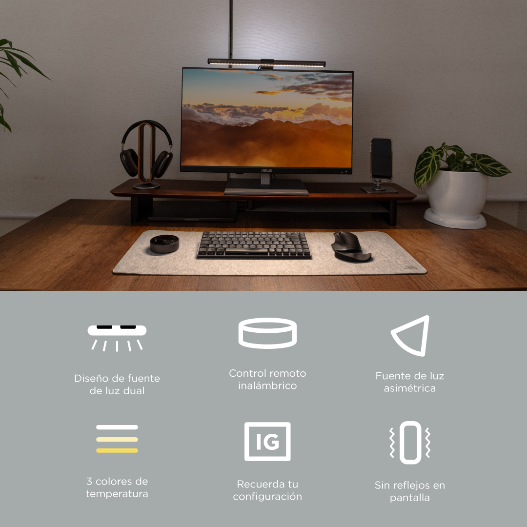 Barra de Luz LED para Monitor con Control de Luz y Color