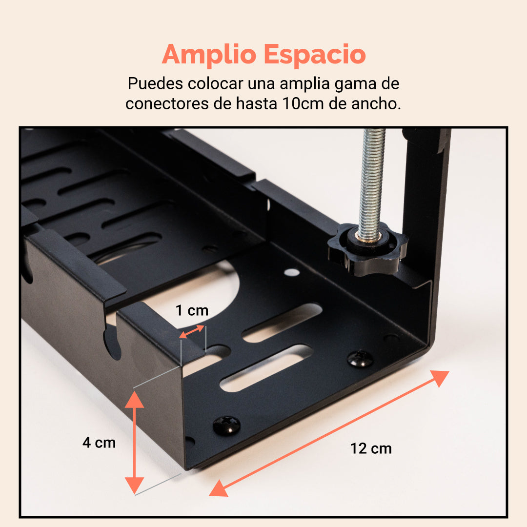 Bandeja Ajustable para Organización de Cables Bajo Escritorio