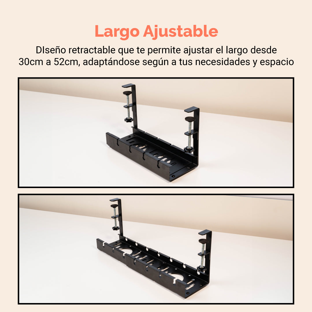 Bandeja Ajustable para Organización de Cables Bajo Escritorio