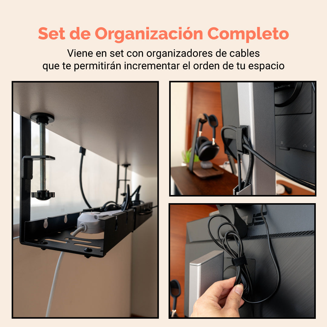 Bandeja Ajustable para Organización de Cables Bajo Escritorio