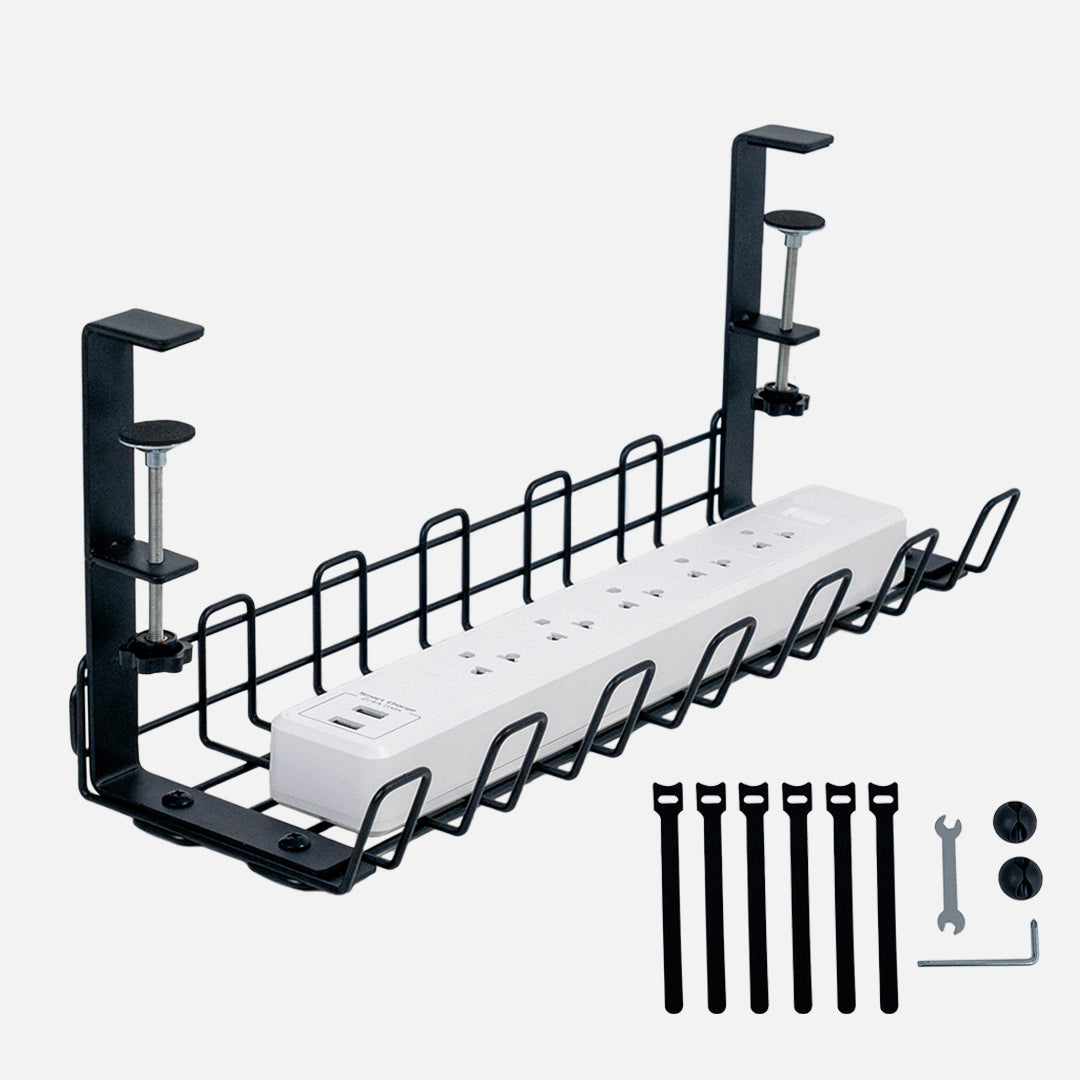 Bandeja de Organización de Cables Bajo Escritorio con Sujeción Clamp-on