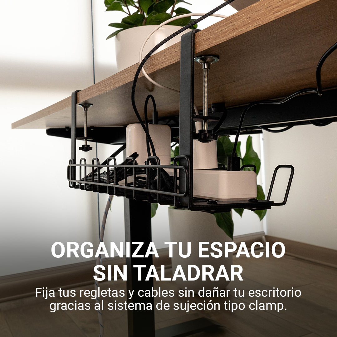 Bandeja de Organización de Cables Bajo Escritorio con Sujeción Clamp-on