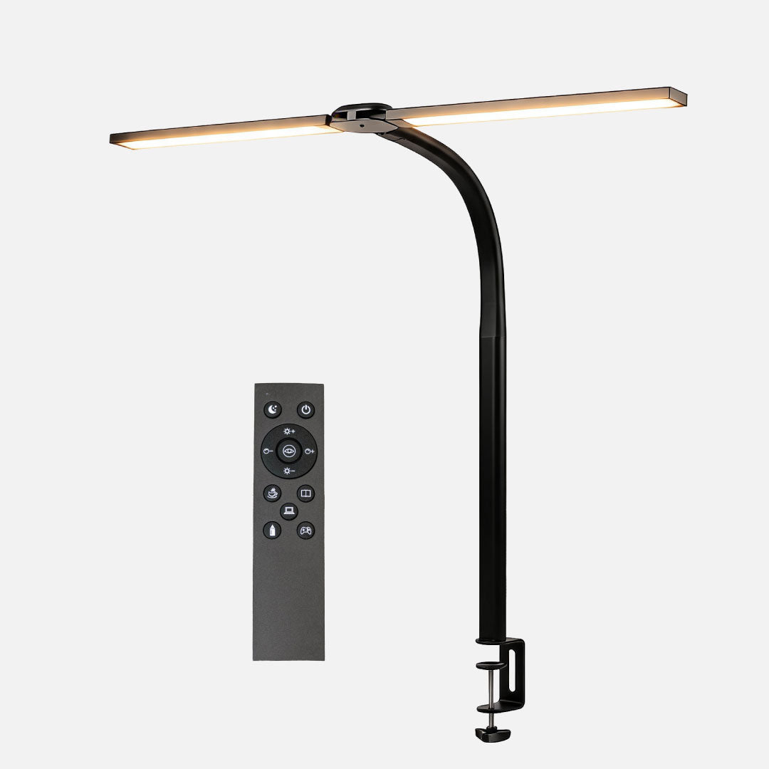 Lámpara LED Doble Brazo para Escritorio con Control Remoto 