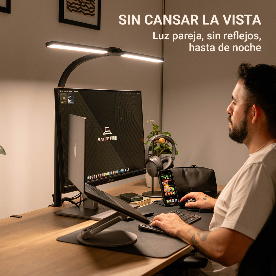 Lámpara LED Doble Brazo para Escritorio con Control Remoto 