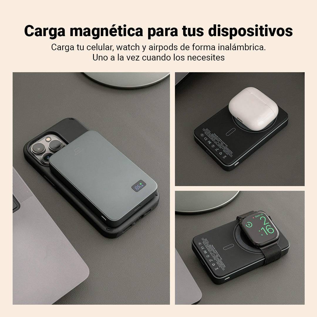Power Bank Magnético 3-en-1 de 10000mAh