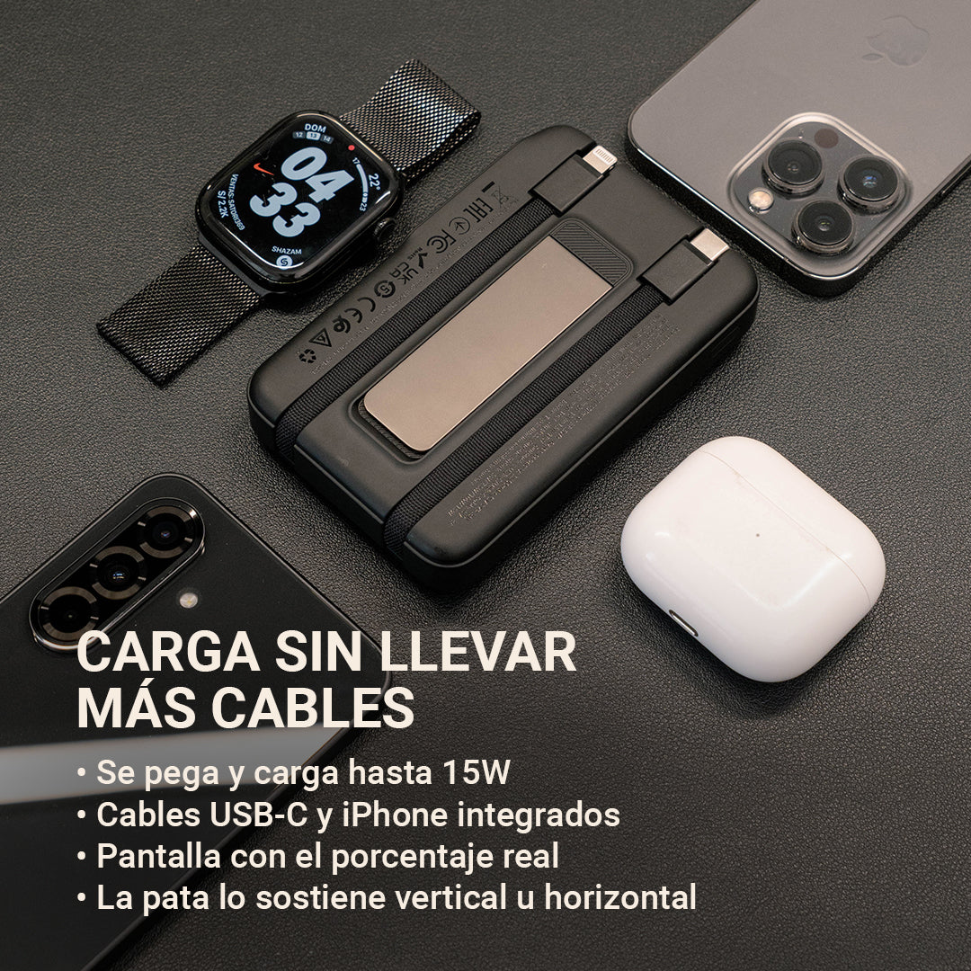Power Bank Magnético 4-en-1 con Pantalla · 10.000mAh