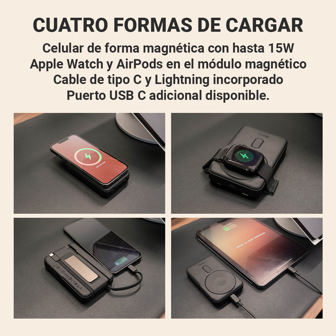 Power Bank Magnético 4-en-1 con Pantalla · 10.000mAh