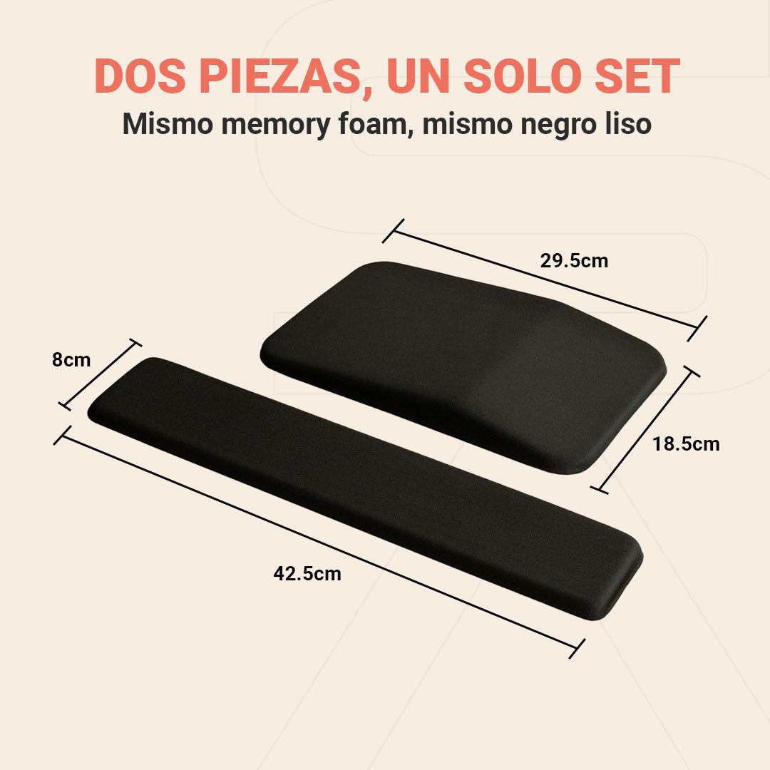 Set Ergonómico de Memory Foam para Mouse y Teclado — Reposamuñecas Doble
