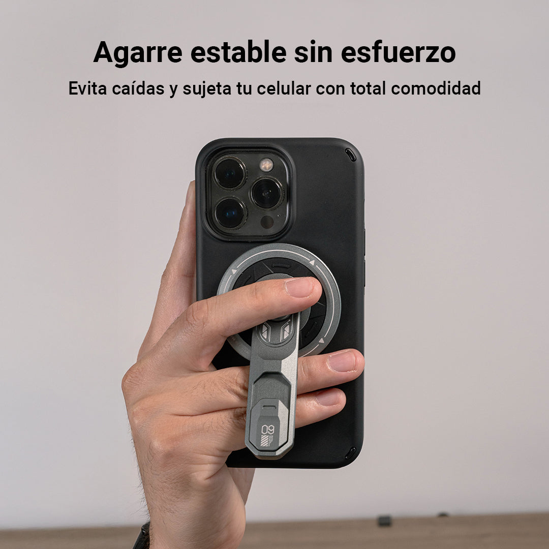 Soporte Magnético y Giratorio para celular con Grip Ergonómico