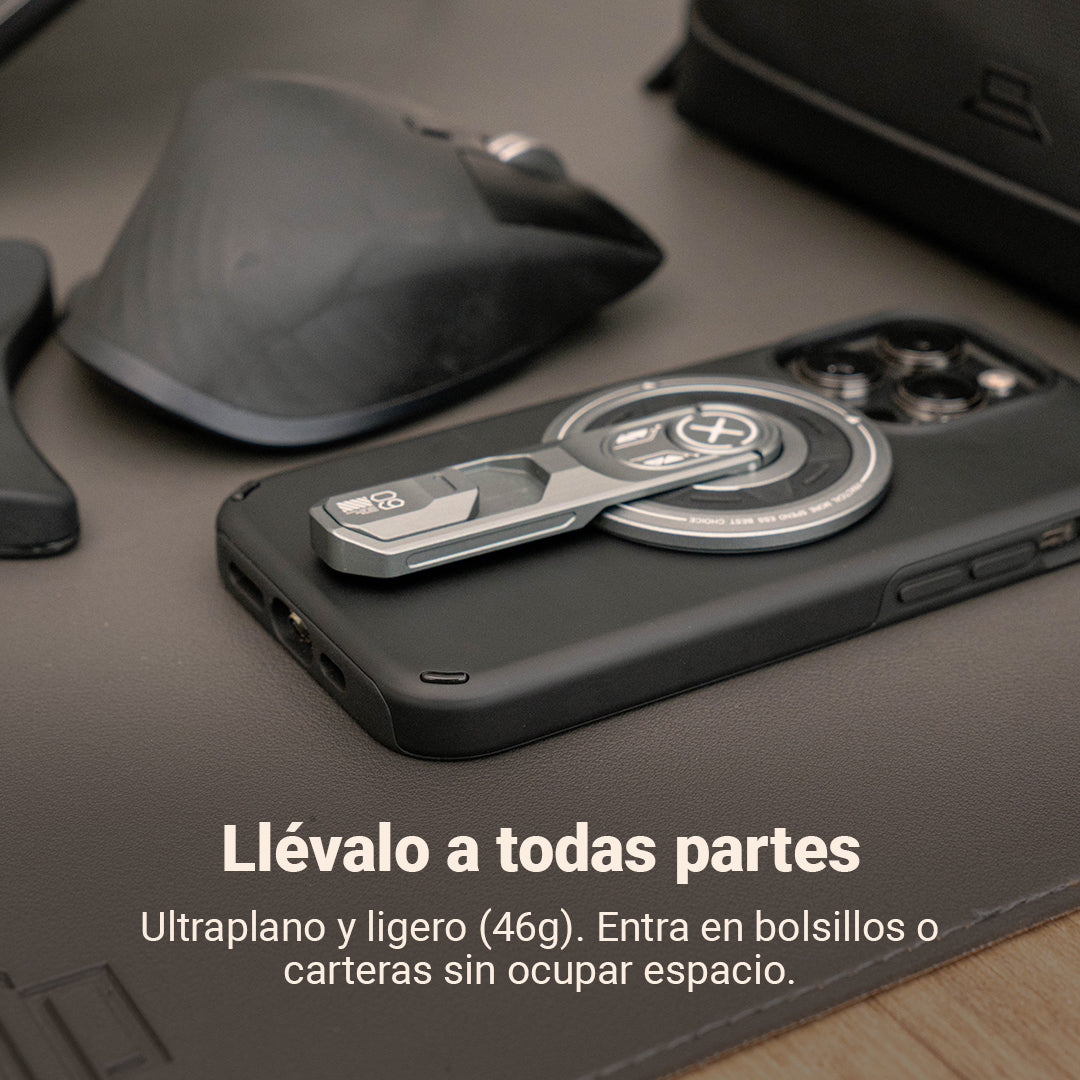 Soporte Magnético y Giratorio para celular con Grip Ergonómico