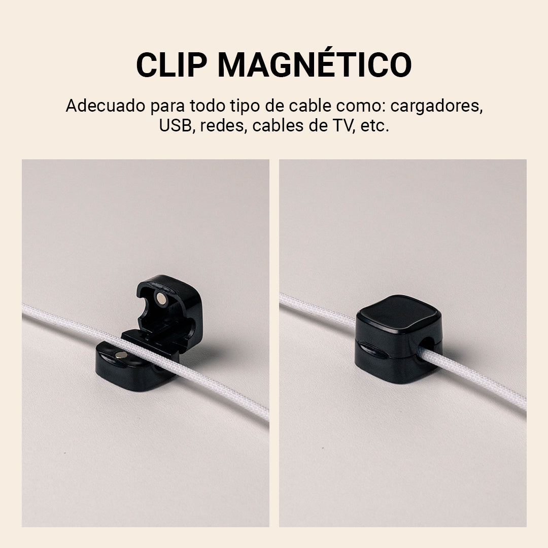 Clip Organizador de Cables Magnético de Silicona con Adhesivo