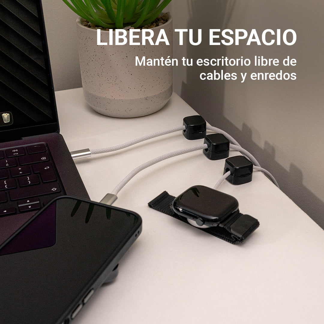 Clip Organizador de Cables Magnético de Silicona con Adhesivo