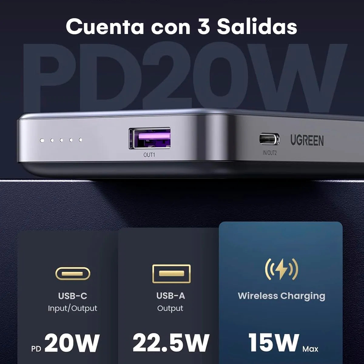 Power bank Magnético Ugreen 20W Magnético de 10000mAh