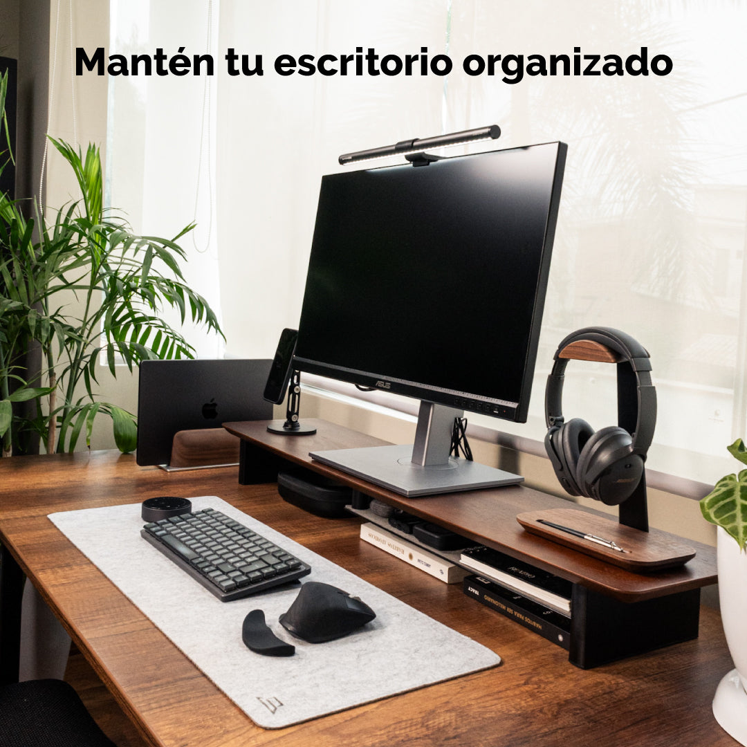 Soporte de Audífonos de Madera con Base Organizadora