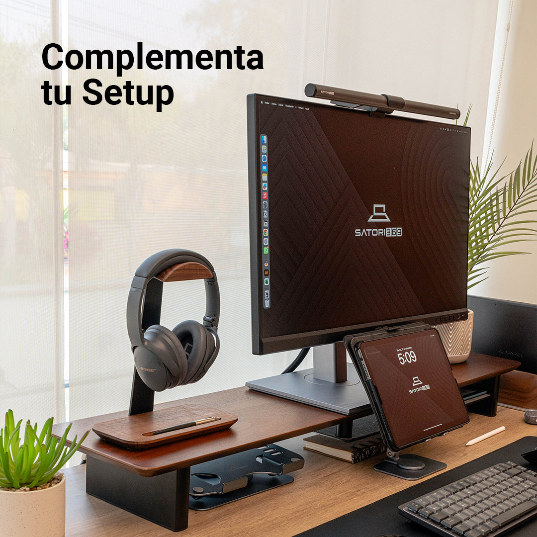 Soporte de Audífonos de Madera con Base Organizadora