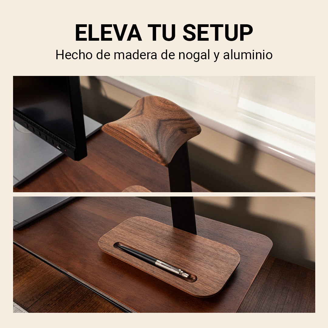 Soporte de Audífonos de Madera con Base Organizadora