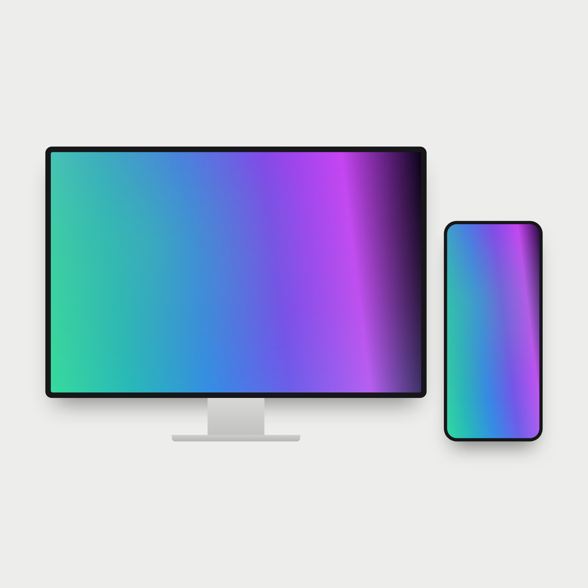 Wallpaper de la colección Gradiente en un monitor de escritorio y en un celular